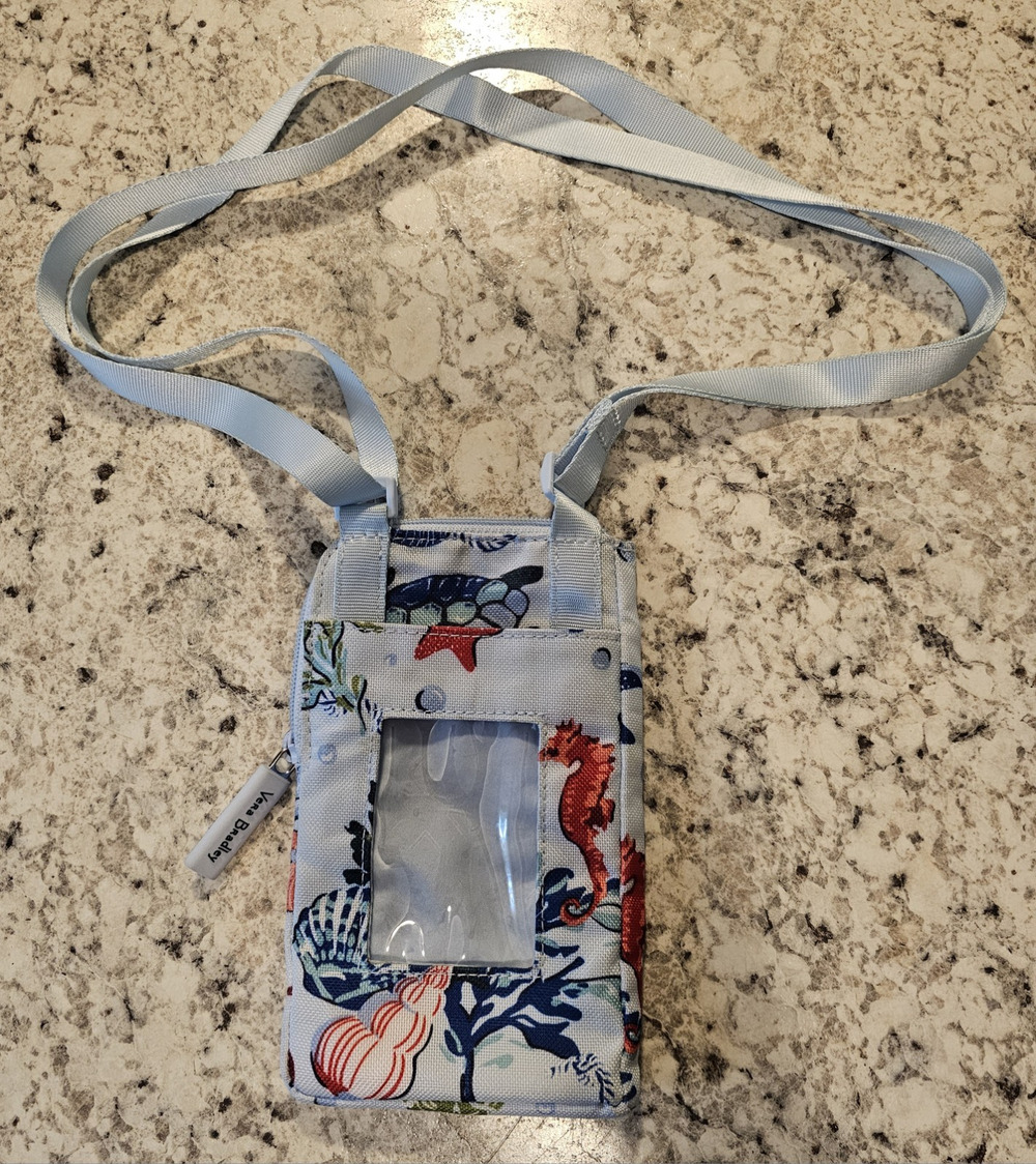 Vera Bradley Nautical Lanyard ID/Document Holder Zip Pouch w/ Clear ID Window